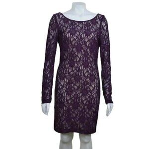 JS Collections Sequin Formal Dress Long Sleeve Purple Size  6